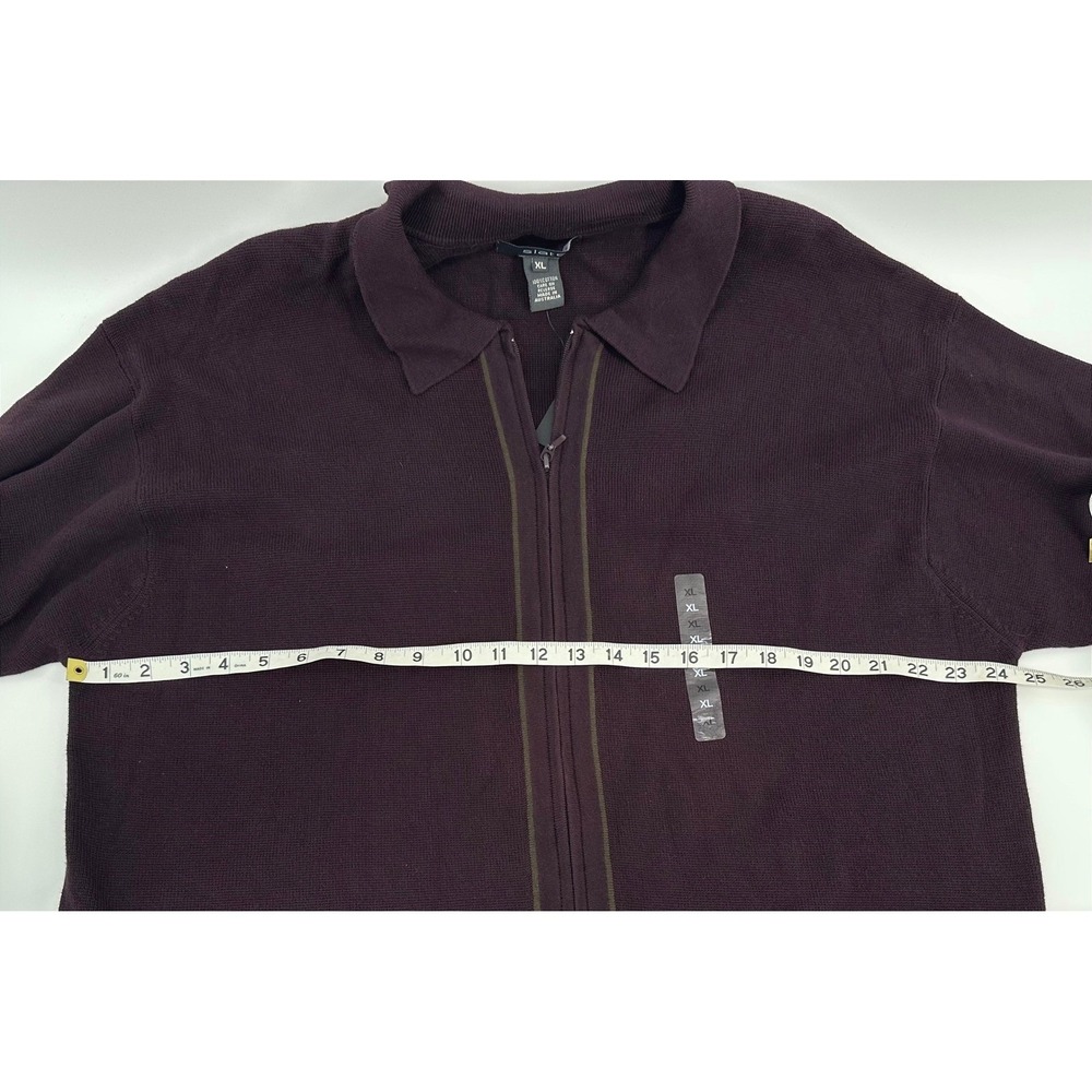 Slates Mens XL Full Zip Cotton Sweater Burgundy Grape Made in Australia NWT - Picture 5 of 9